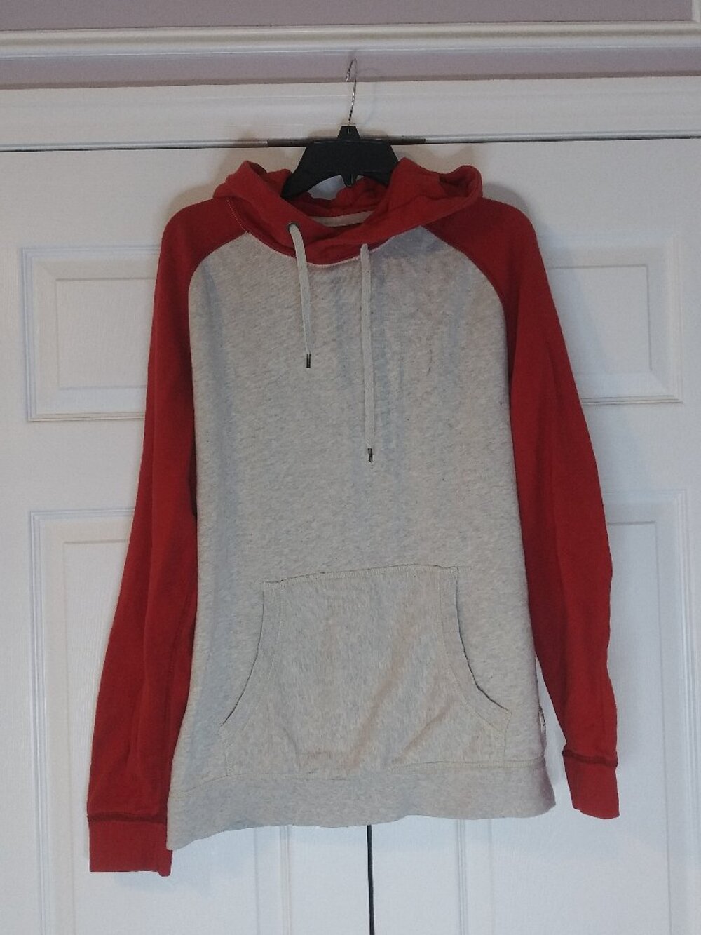 American Eagle Outfitters Red Gray Raglan Hoodie Pullover Men's Size XL Vintage